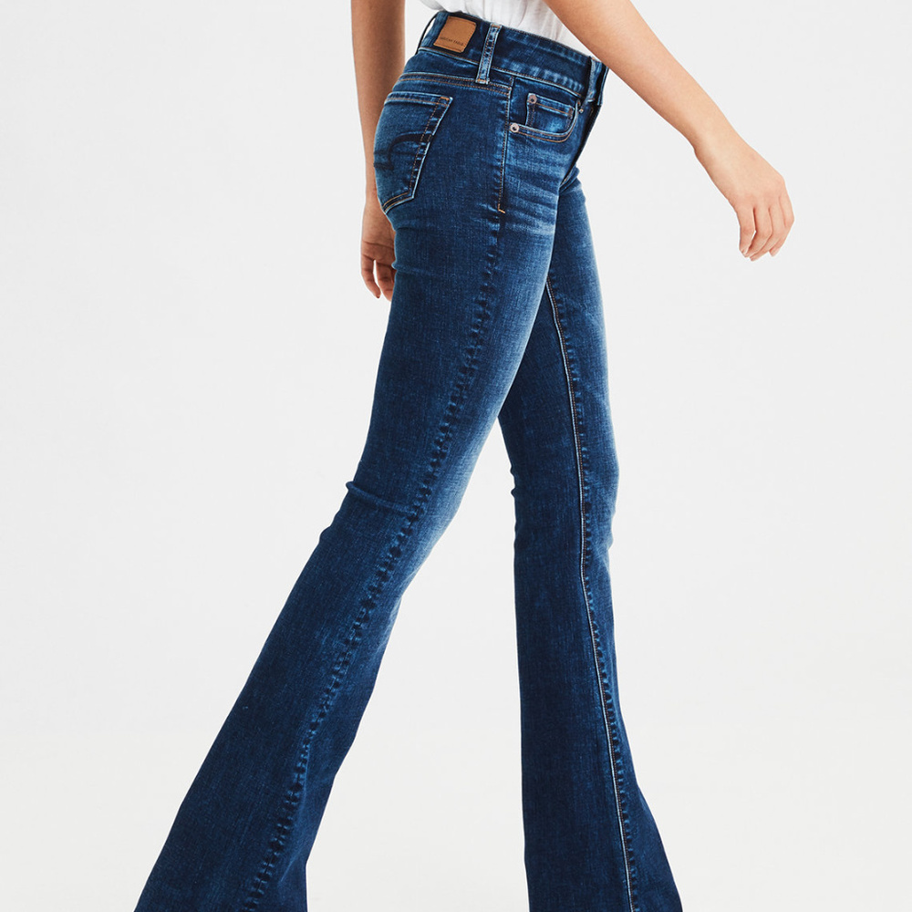 AMERICAN EAGLE FLARE BOOTCUT DENIM JEANS 6 LONG - Picture 2 of 4